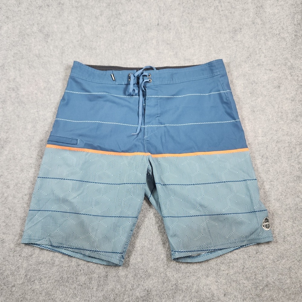 O'neill Board Shorts Mens 33 Geometric Hyperfreak Blue Surf Swim Stripe